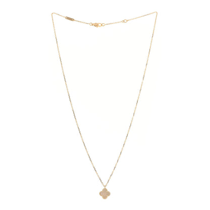 Van Cleef & Arpels 18K Yellow Gold Mother of Pearl Sweet Alhambra Pendant Necklace 3 of 7