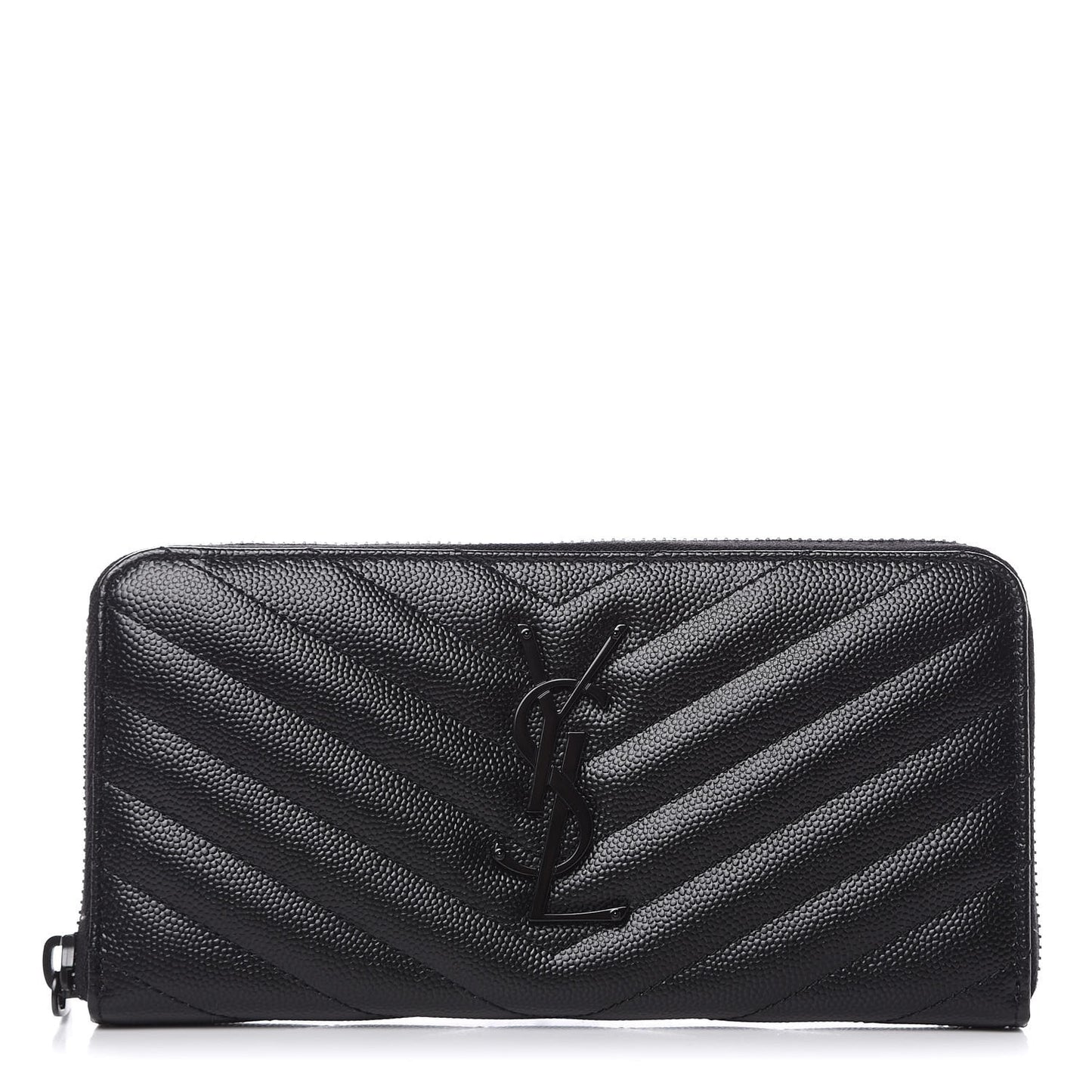 Grain De Poudre Matelasse Chevron Monogram Zip Around Wallet Black