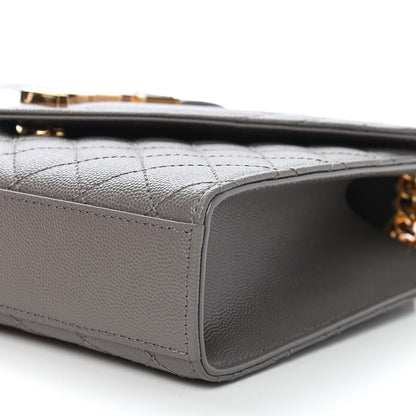 Saint Laurent Grain De Poudre Textured Mixed Matelasse Medium Triquilt Monogram Satchel Fog 7 of 7
