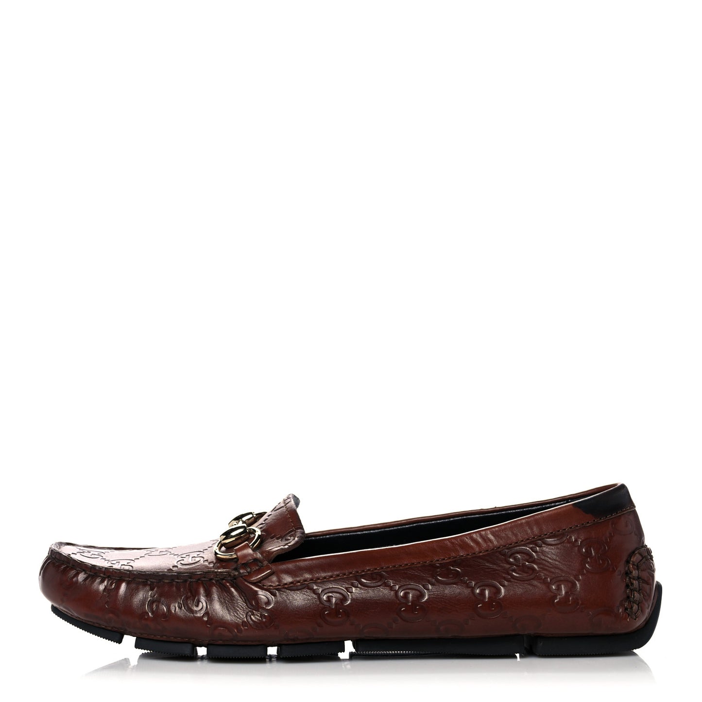 Calfskin Monogram Horsebit Guccissima Loafers 38.5 Brown