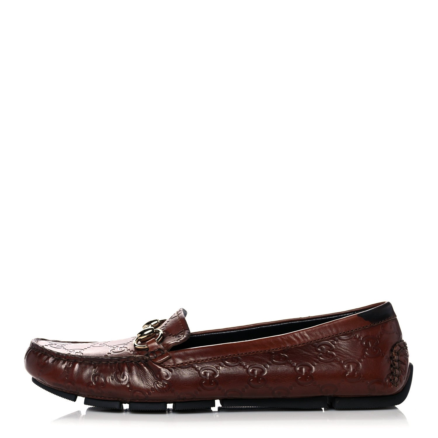 Gucci Calfskin Monogram Horsebit Guccissima Loafers 38.5 Brown 1 of 11