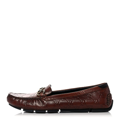 Gucci Calfskin Monogram Horsebit Guccissima Loafers 38.5 Brown 1 of 11