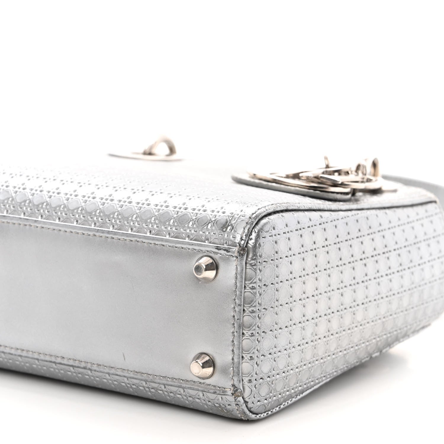 Christian Dior Metallic Patent Micro-Cannage Mini Lady Dior Silver 9 of 11
