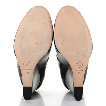Chanel Lambskin Pearl CC Ankle Boots 39 Black 5 of 8