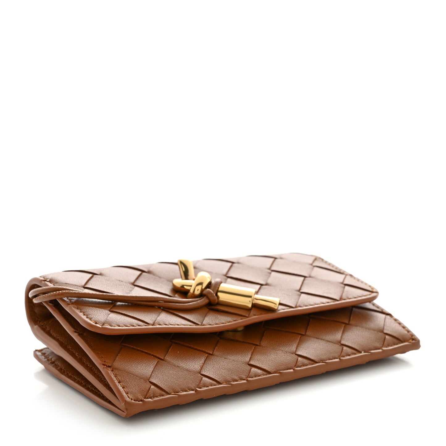 Nappa Intrecciato Andiamo Flap Wallet Cognac