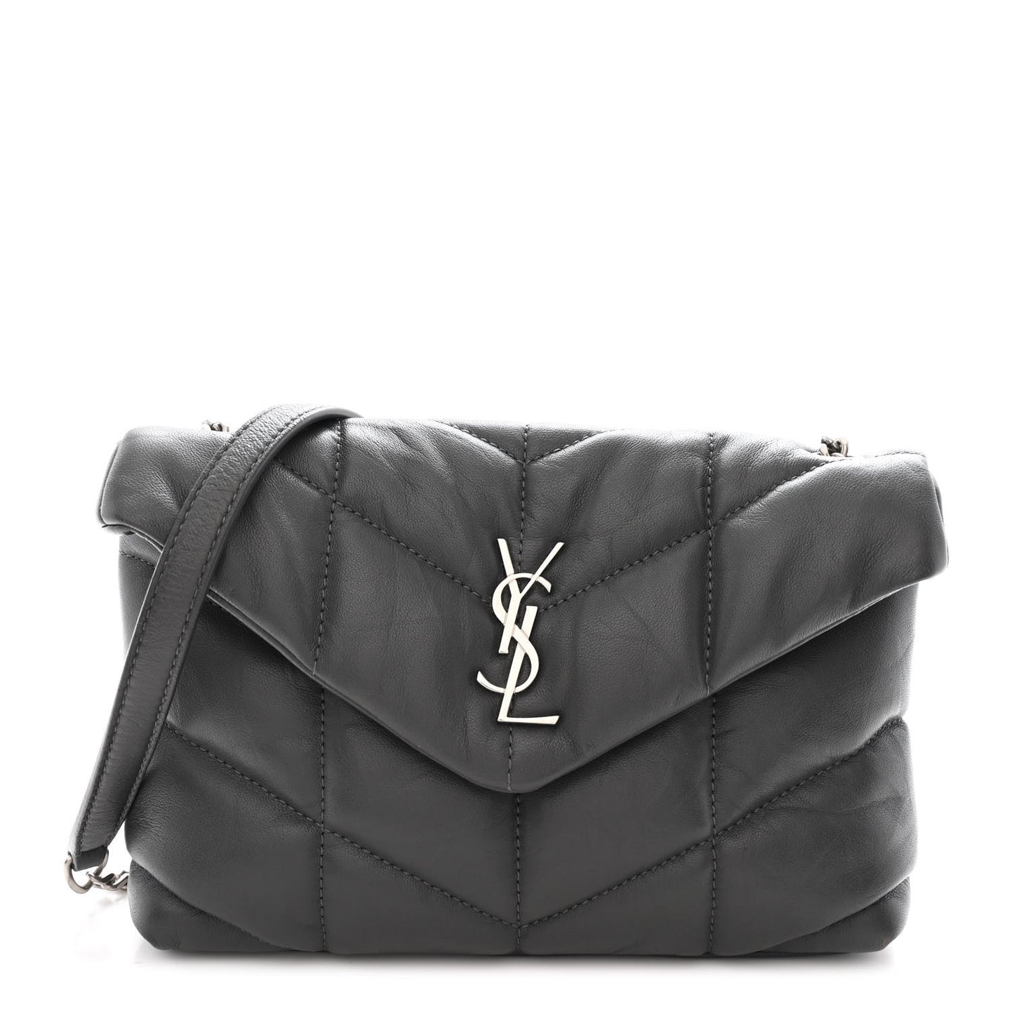 Lambskin Quilted Toy Loulou Puffer Monogram Chain Satchel Storm