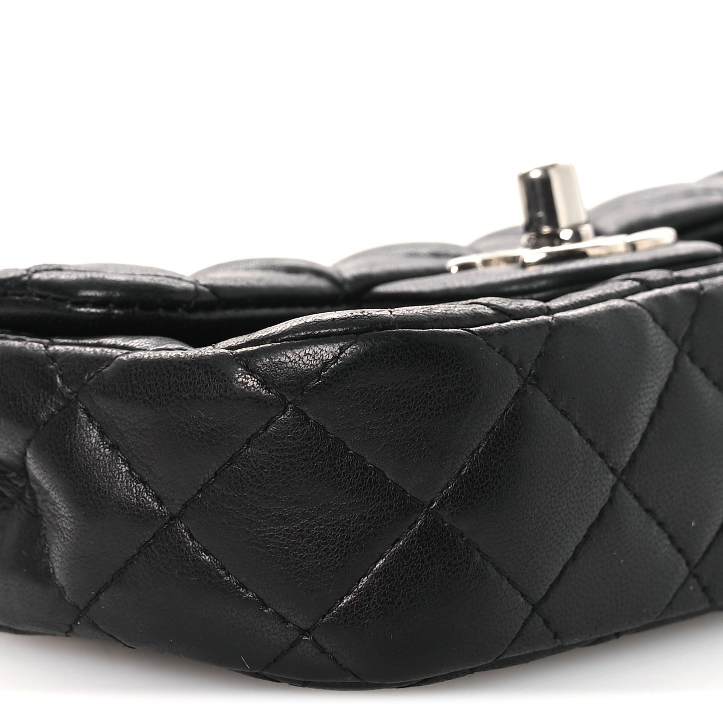 Lambskin Quilted Double Mini Flap Crossbody Black