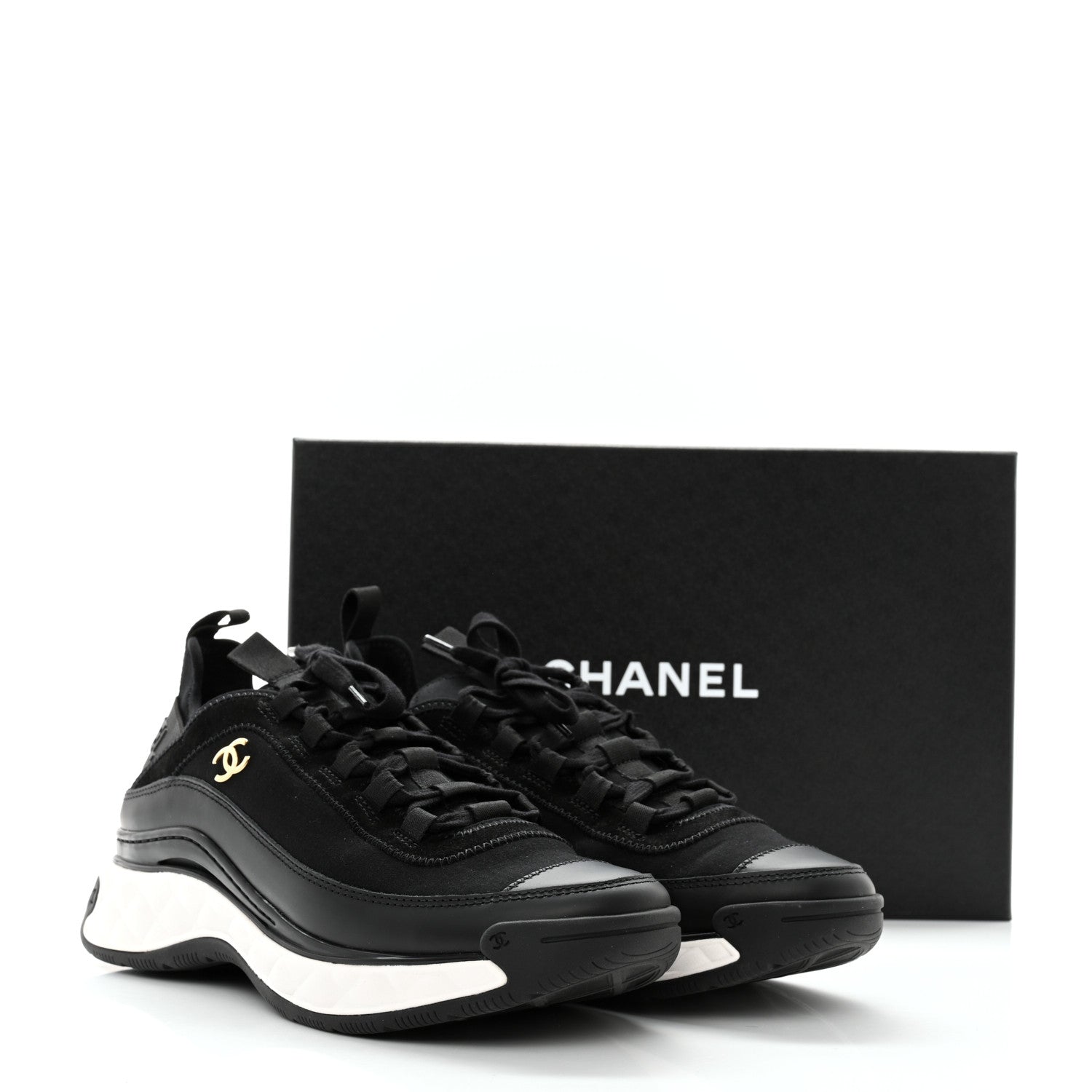 Chanel Velvet Calfskin Mixed Fibers CC Sneakers 39 Black 9 of 9