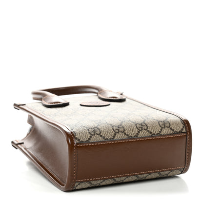 Gucci GG Supreme Monogram Azalea Calfskin Mini Retro Interlocking G Tote Bag Beige Ebony Brown Sugar 4 of 10