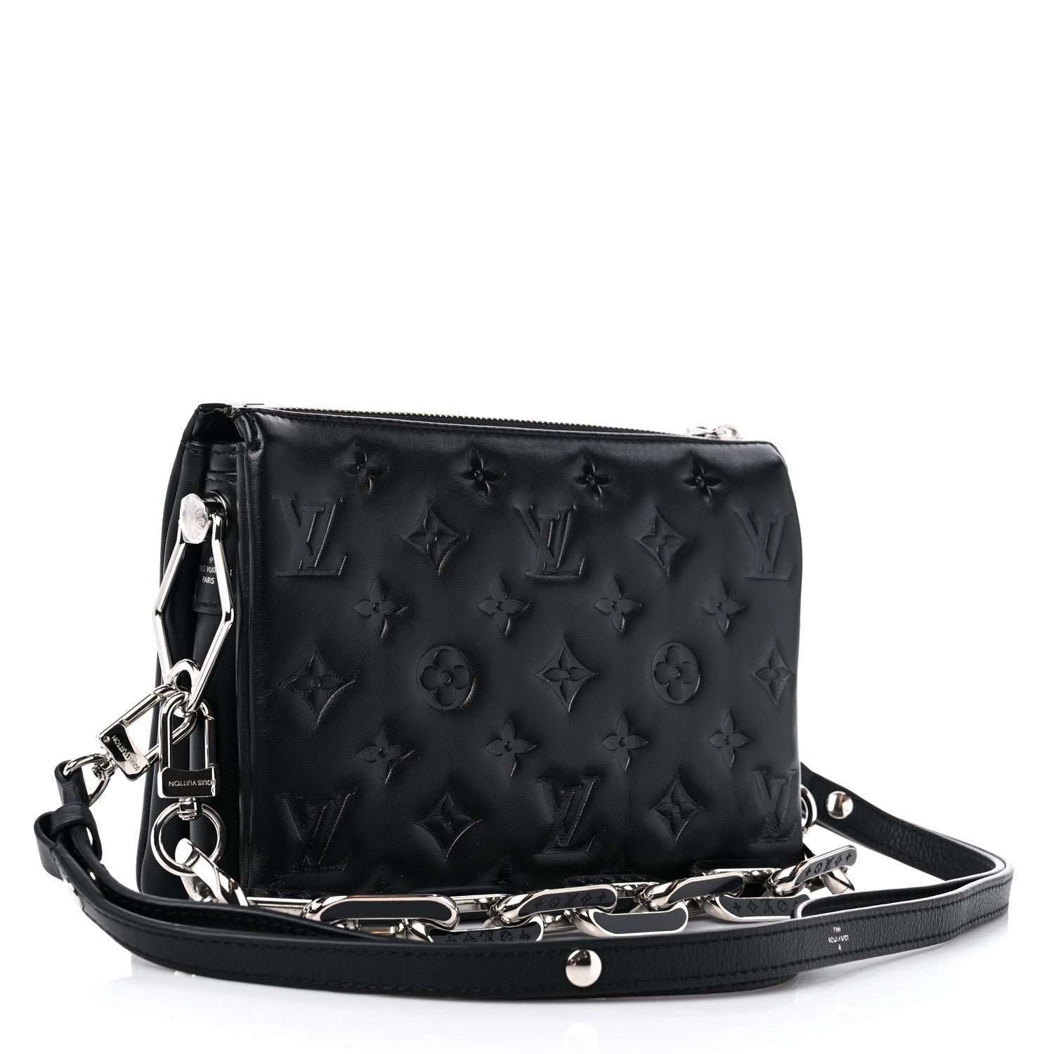 Louis Vuitton Lambskin Monogram Crystal Embossed Embellished Coussin BB Black 3 of 10