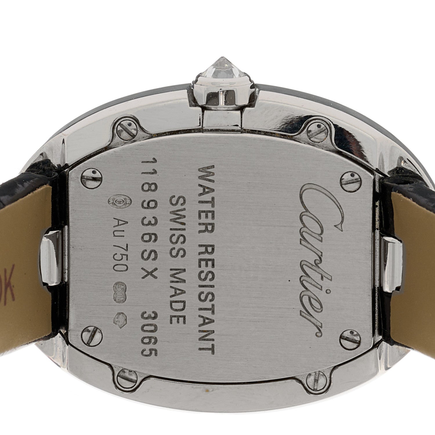 Cartier 18K White Gold Alligator Diamond Bezel 24mm Baignoire Quartz Watch 4 of 4