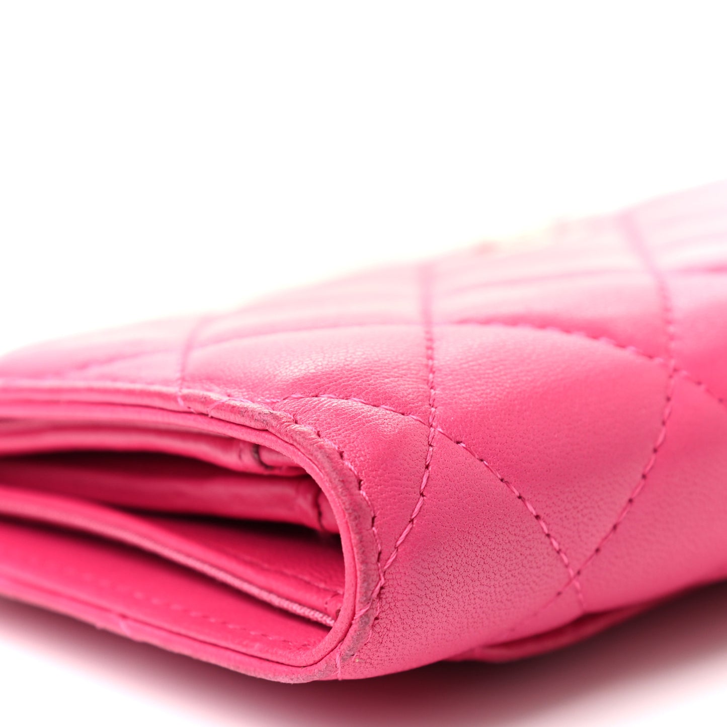 Lambskin Quilted Yen Wallet Fuchsia