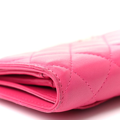 Chanel Lambskin Quilted Yen Wallet Fuchsia 12 of 13