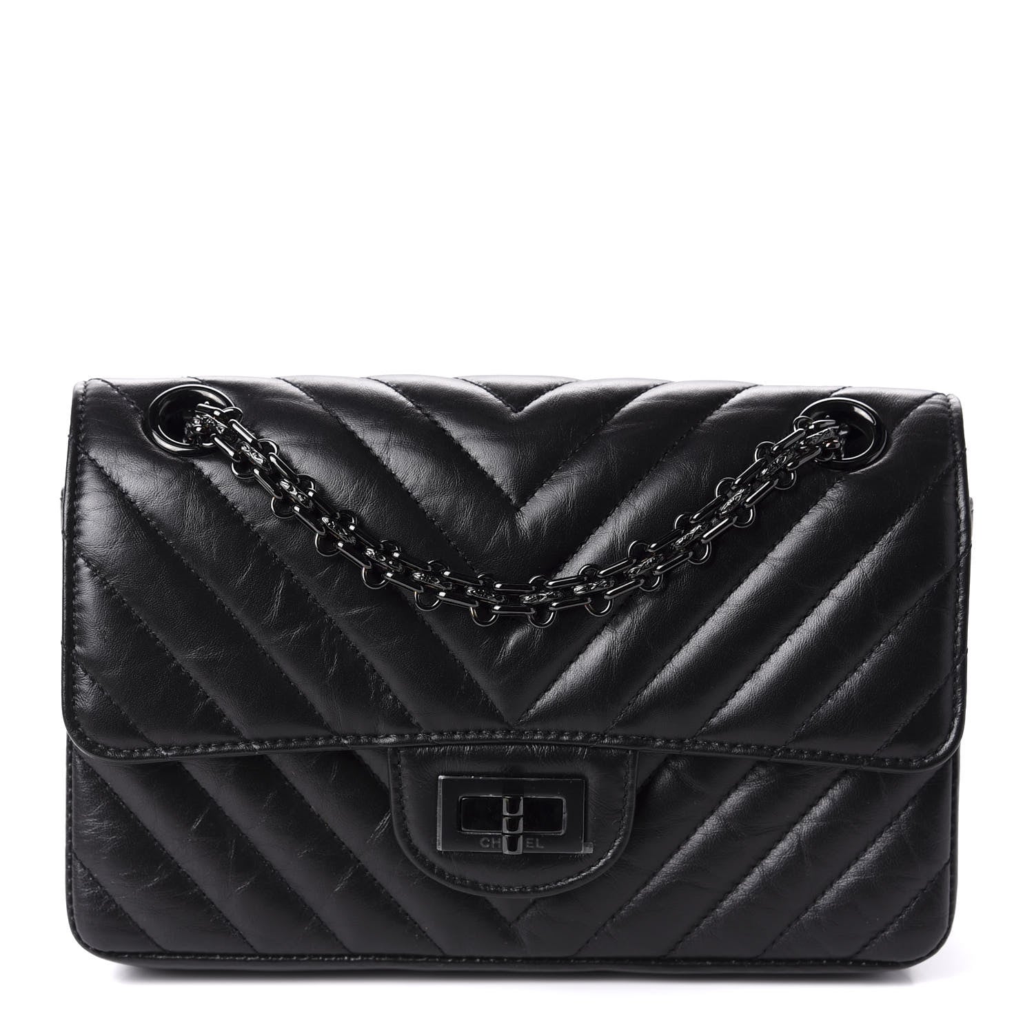 Chanel Aged Calfskin Chevron Quilted 2.55 Reissue Mini Flap So Black 1 of 10