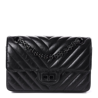 Chanel Aged Calfskin Chevron Quilted 2.55 Reissue Mini Flap So Black 1 of 10
