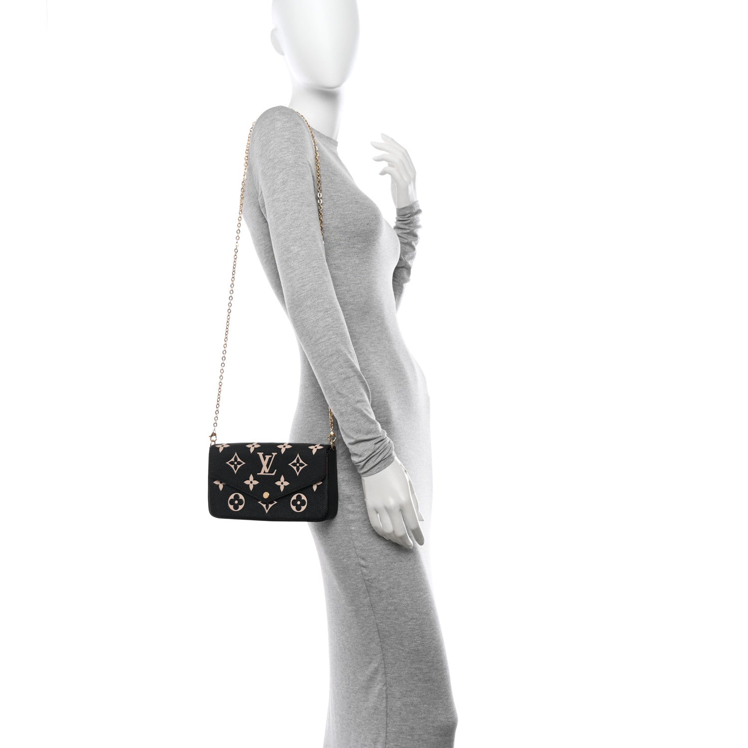 Louis Vuitton Empreinte Monogram Giant Felicie Pochette Black Beige 2 of 9