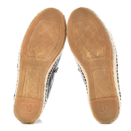 Chanel Lambskin Grosgrain Quilted CC Chain Espadrilles 36 Black 5 of 9