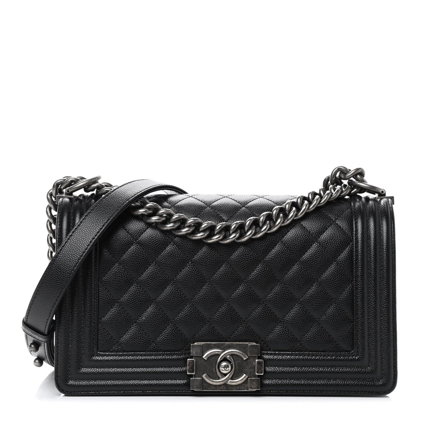 Caviar Quilted Medium Boy Flap Black