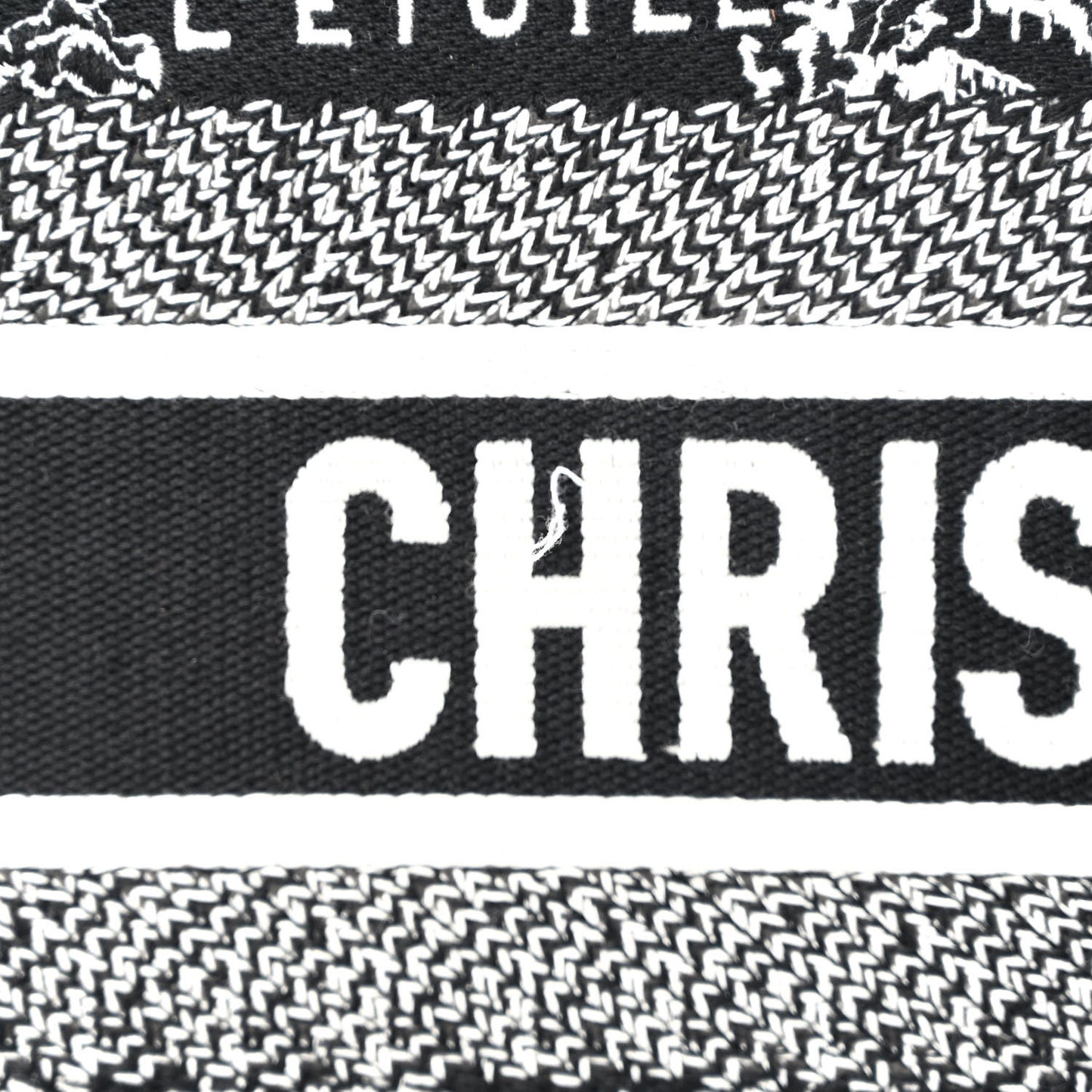 Canvas Embroidered Medium Plan De Paris Book Tote Black White