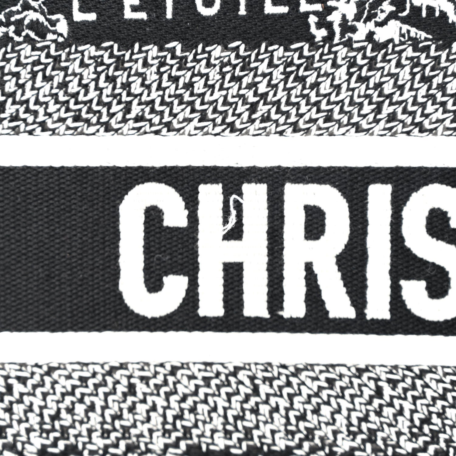 Christian Dior Canvas Embroidered Medium Plan De Paris Book Tote Black White 10 of 10