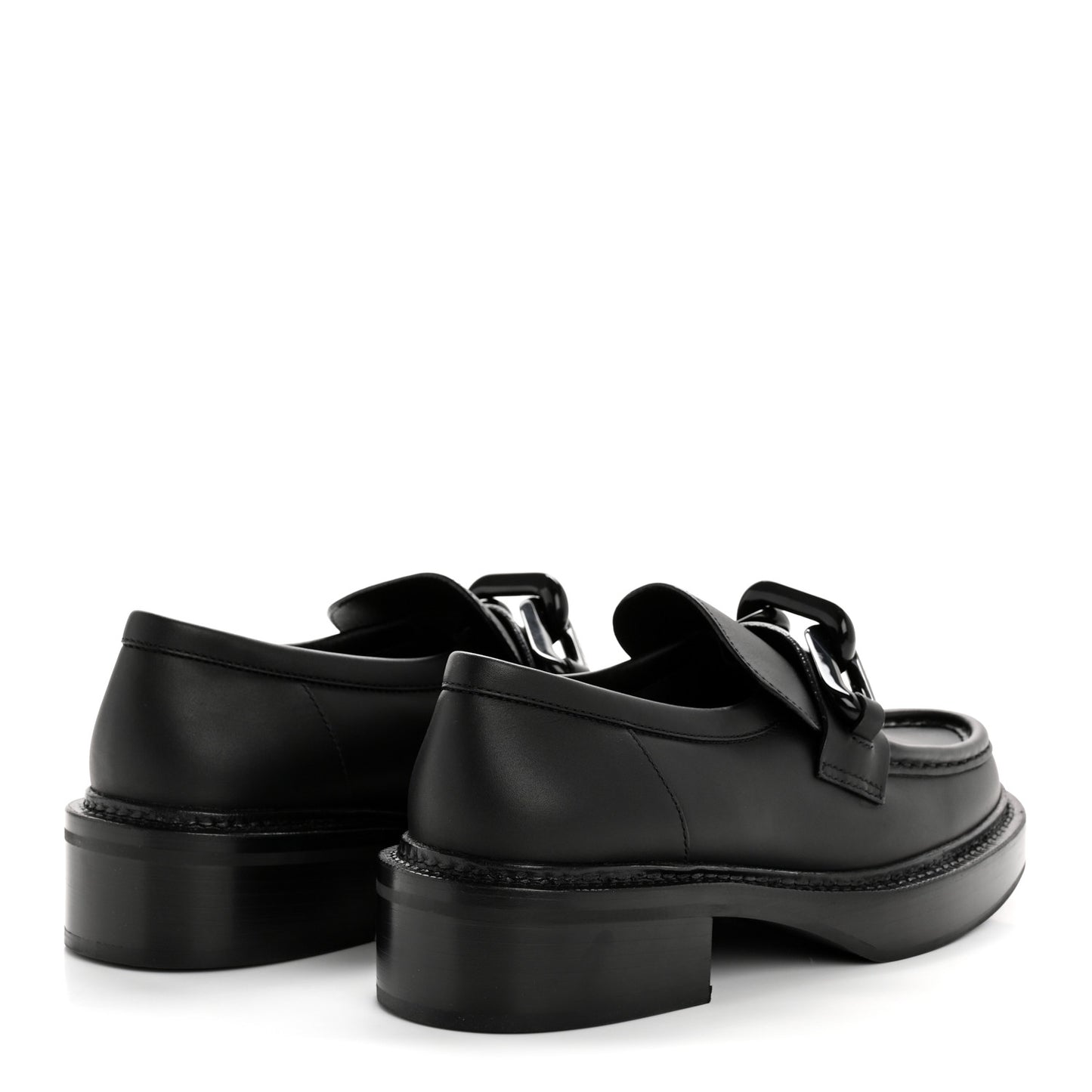 Calfskin Oversized Chain Academy Loafers 38.5 Black