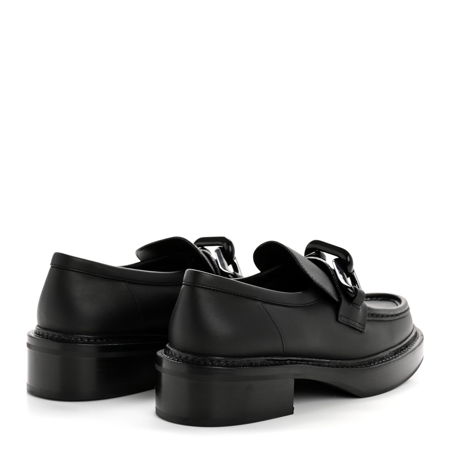 Louis Vuitton Calfskin Oversized Chain Academy Loafers 38.5 Black 5 of 10