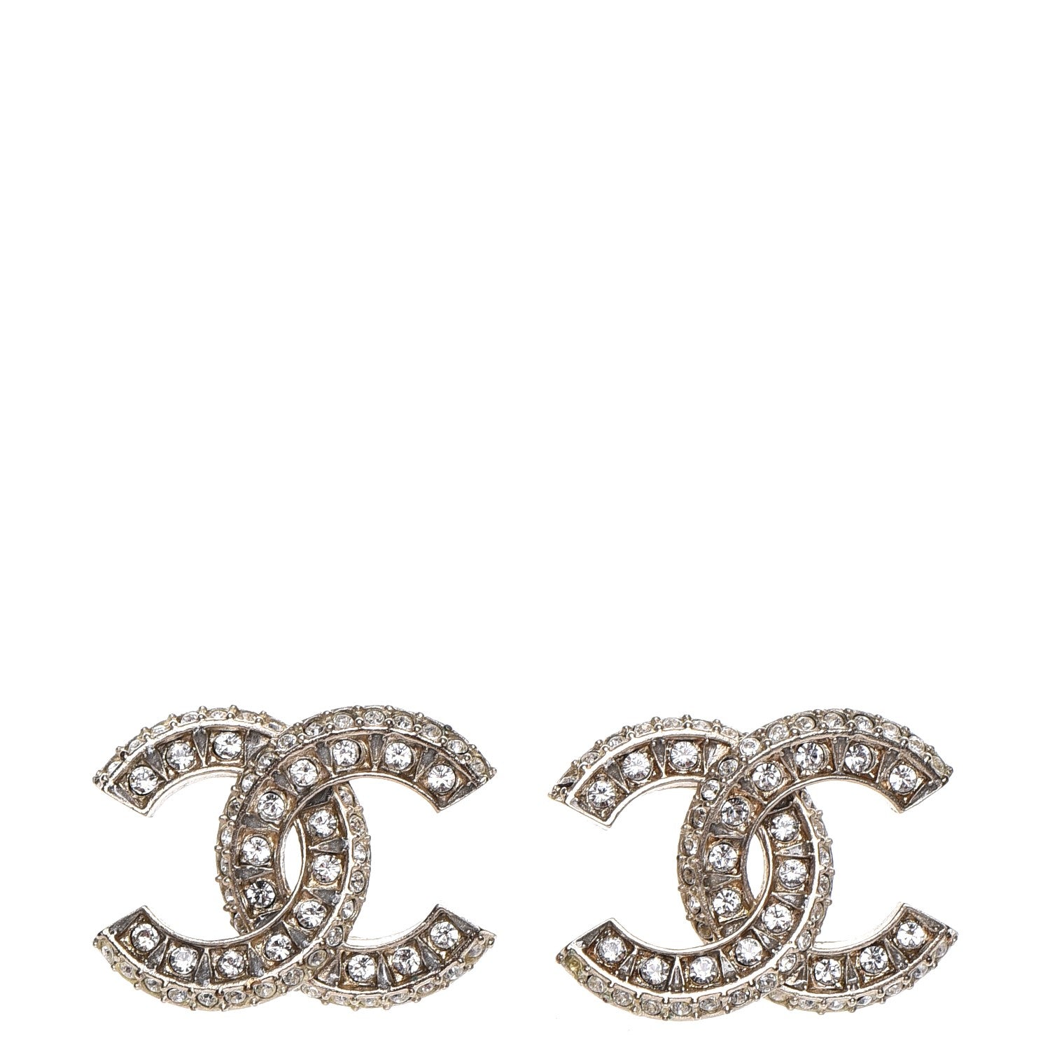 Chanel Crystal CC Earrings Gold 1 of 6