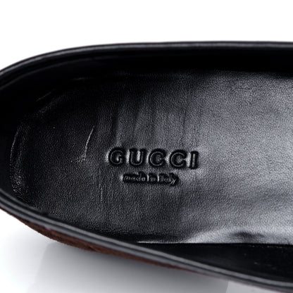 Gucci Velvet GG Monogram Horsebit Womens Jordaan Loafers 39 Brown Black 6 of 6