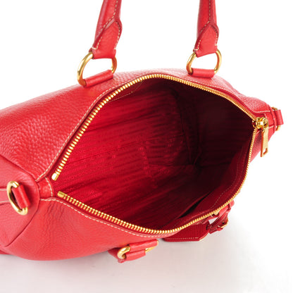 Prada Vitello Daino Top Handle Shoulder Bag Rosso 5 of 7