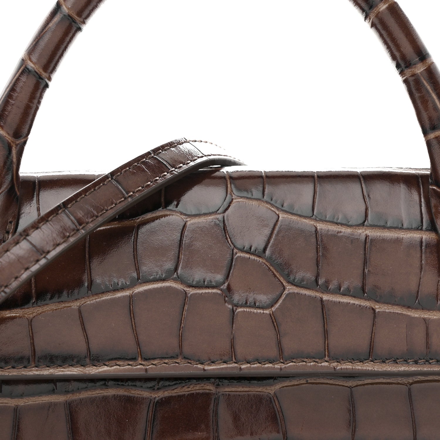 Jacquemus Calfskin Crocodile Embossed Le Chiquito Long Dark Brown 7 of 9