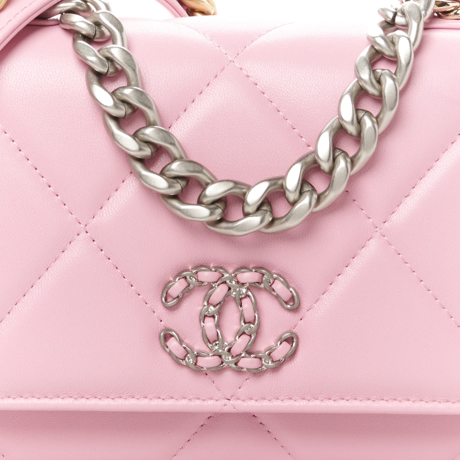 Chanel Lambskin Quilted Chanel 19 Wallet On Chain WOC Pink 9 of 12