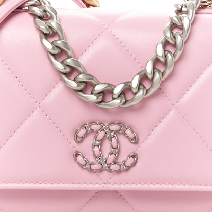 Chanel Lambskin Quilted Chanel 19 Wallet On Chain WOC Pink 9 of 12