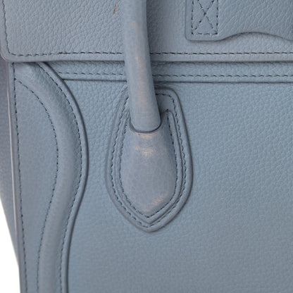 Celine Drummed Calfskin Nano Luggage Blue 14 of 16