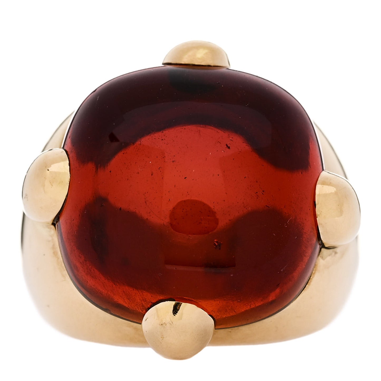 18K Yellow Gold Garnet Griffe Ring 56 7.5