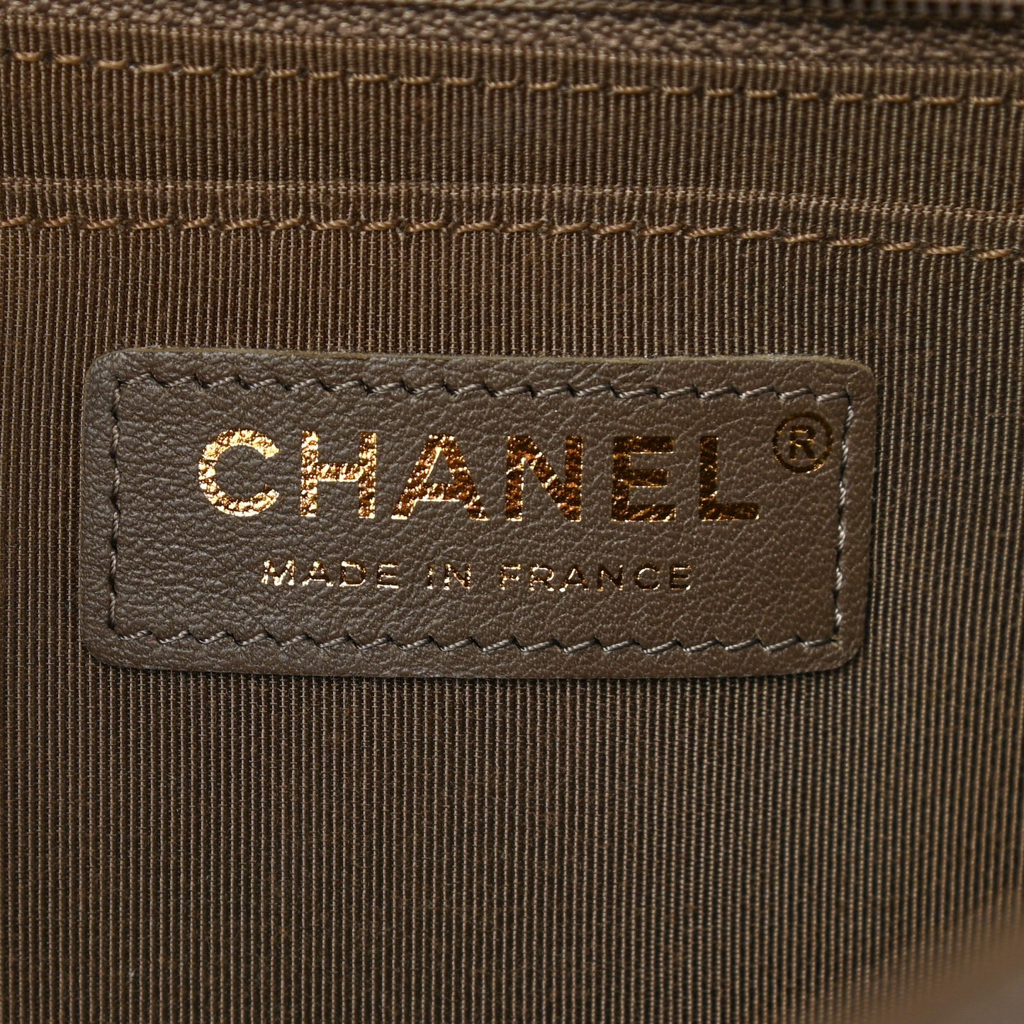Calfskin Chevron Quilted Medium Statement Flap Khaki