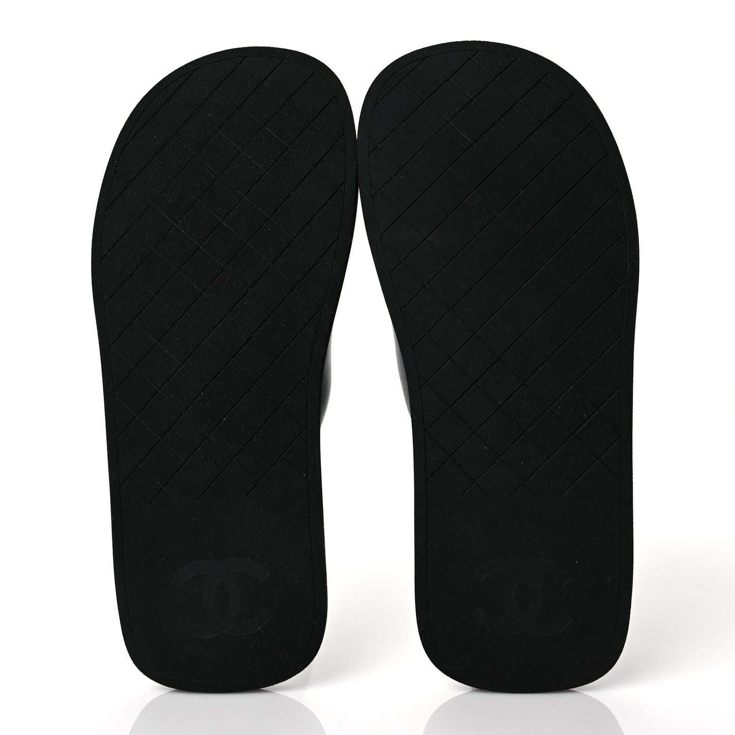Lambskin Padded Pool Thong Sandals 40 Black