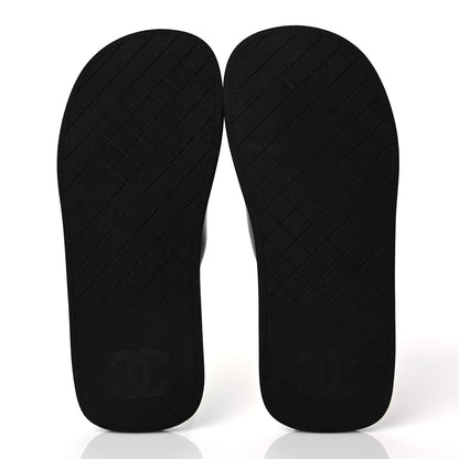 Chanel Lambskin Padded Pool Thong Sandals 40 Black 6 of 9