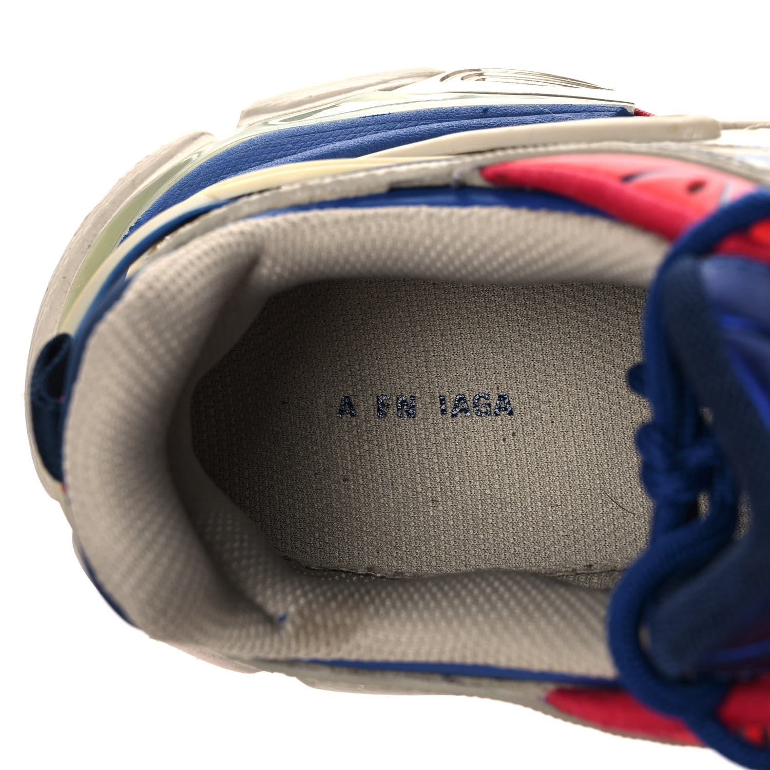 Balenciaga Rubber Mesh Bi-Color Womens Track.2 Open Sneakers 39 Beige Blue Red 8 of 9