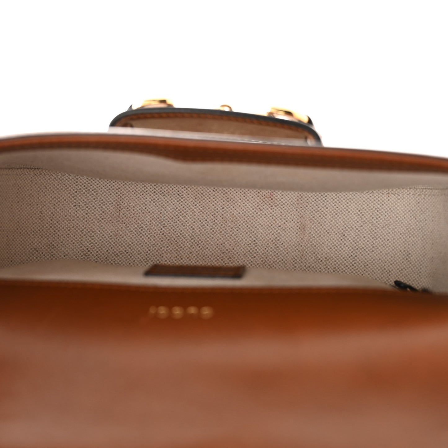 New Canvas Charisma Calfskin Crystal GG Monogram Mini Horsebit 1955 Shoulder Bag Camel Ebony