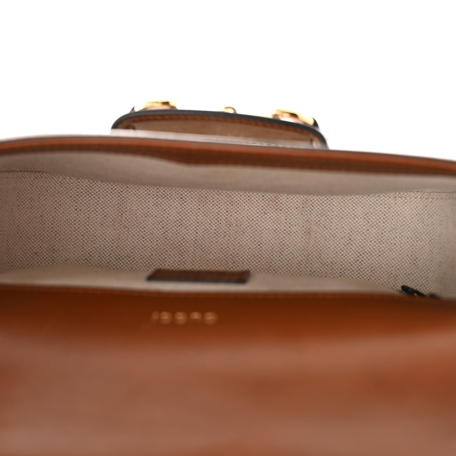 Gucci New Canvas Charisma Calfskin Crystal GG Monogram Mini Horsebit 1955 Shoulder Bag Camel Ebony 5 of 14