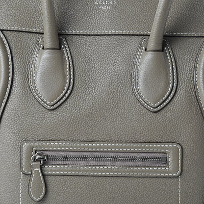 Celine Drummed Calfskin Mini Luggage Souris 8 of 13