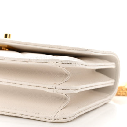 Chanel Shiny Caviar Quilted Flap Charm Wallet On Chain WOC White 11 of 12