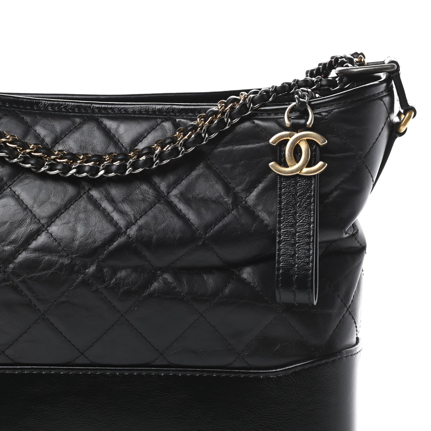 Chanel Aged Calfskin Quilted Medium Gabrielle Hobo Black 8 of 12