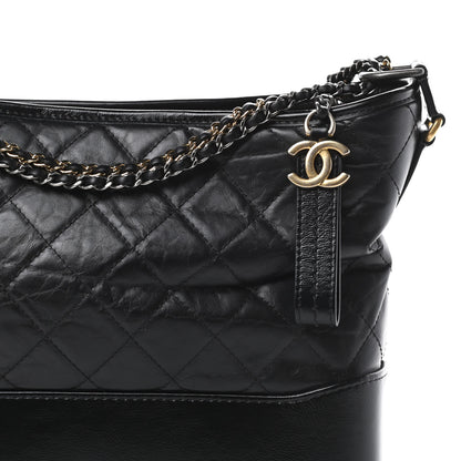 Chanel Aged Calfskin Quilted Medium Gabrielle Hobo Black 8 of 12