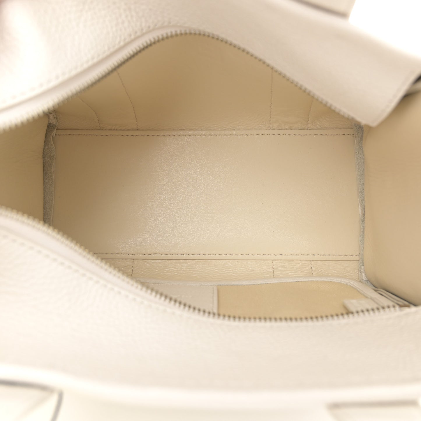 Grained Calfskin Mini The Tote Bag Cotton Silver