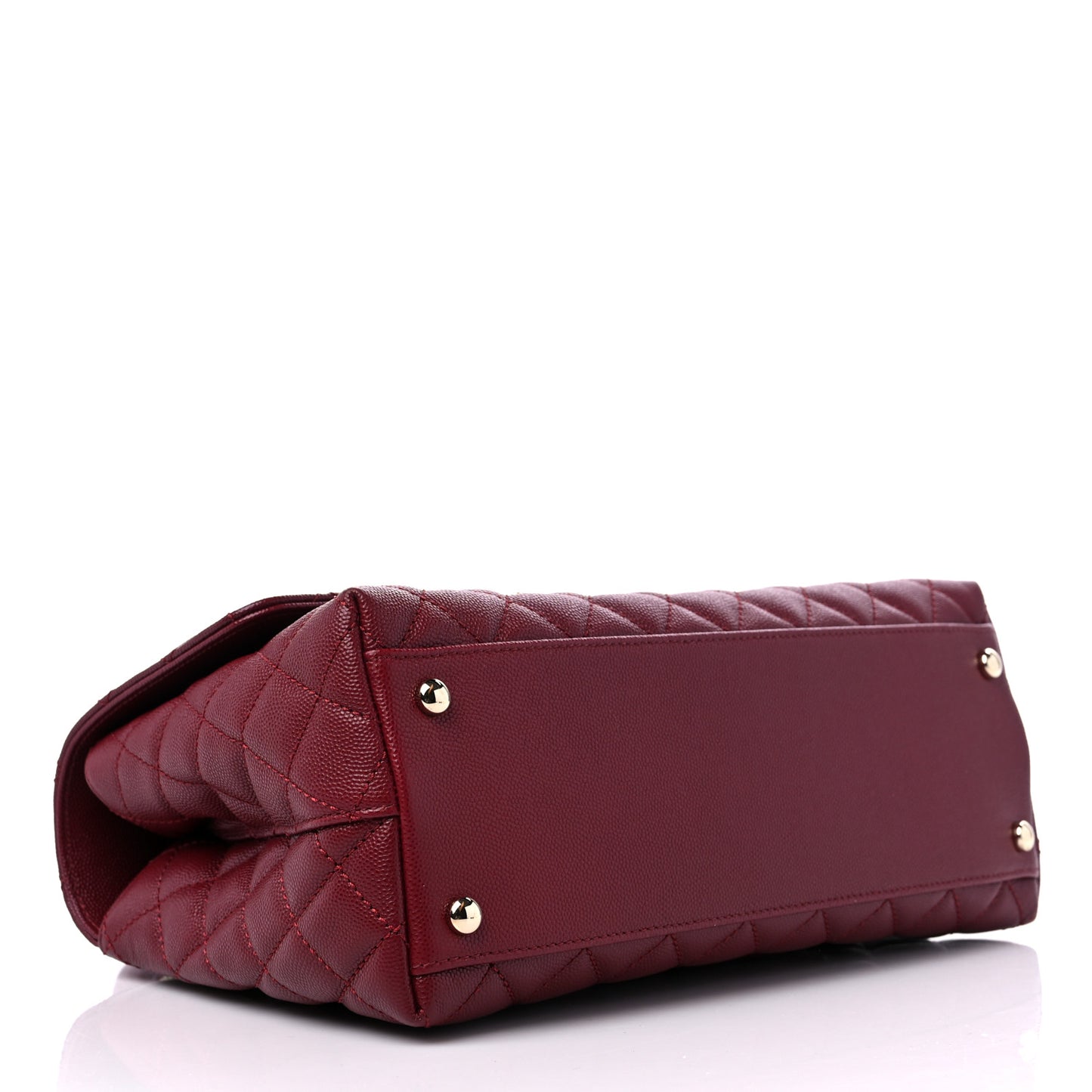 Caviar Lizard Embossed Quilted Small Coco Handle Flap Burgundy