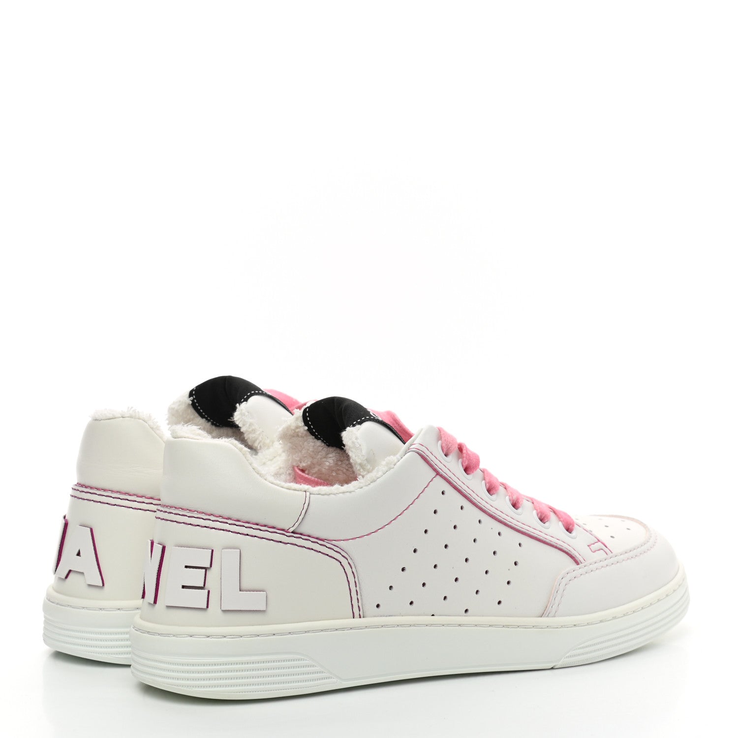 Chanel Calfskin Womens Logo Sneakers 39 White Pink 4 of 7