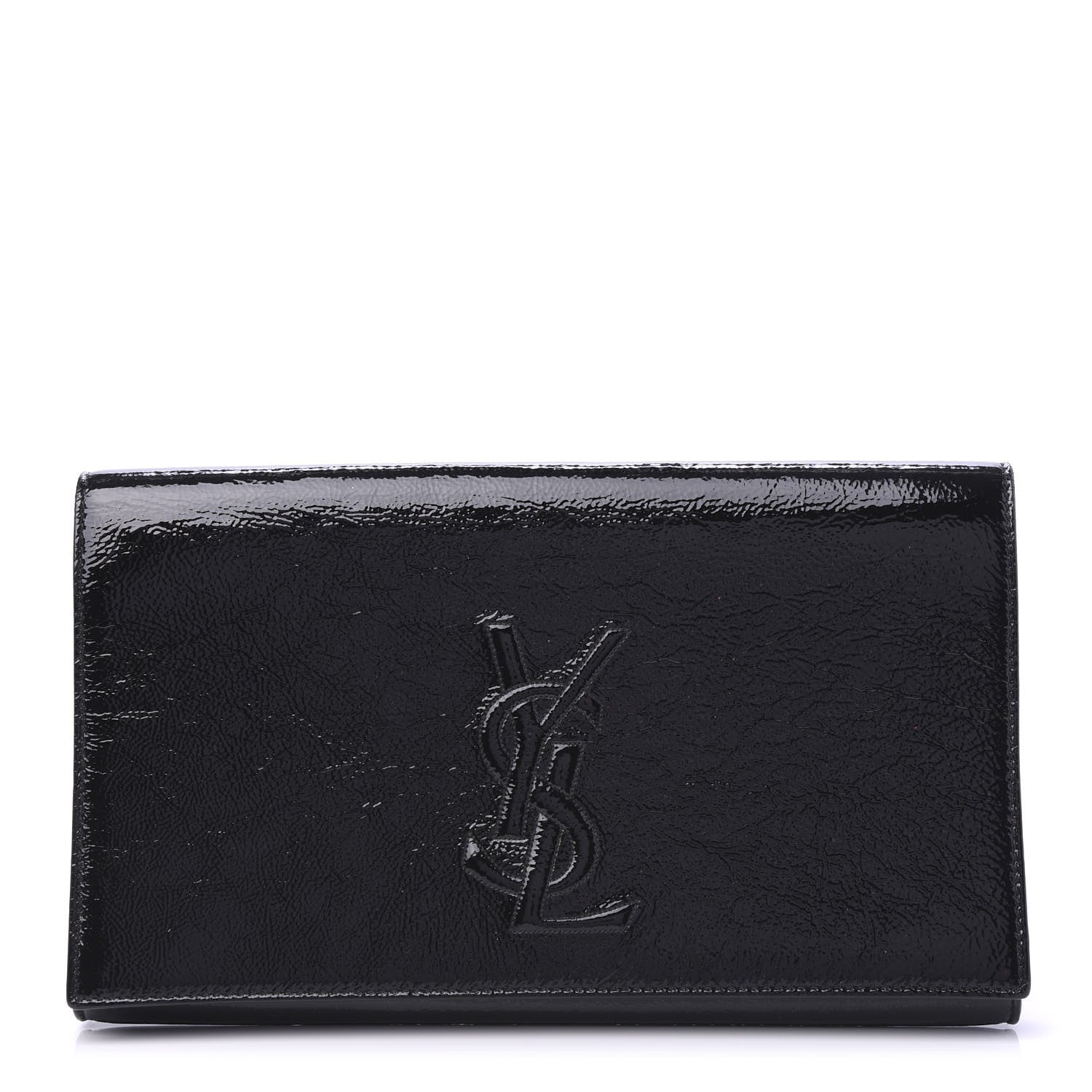 Saint Laurent Textured Patent Monogram Large Belle De Jour Clutch Black 1 of 9