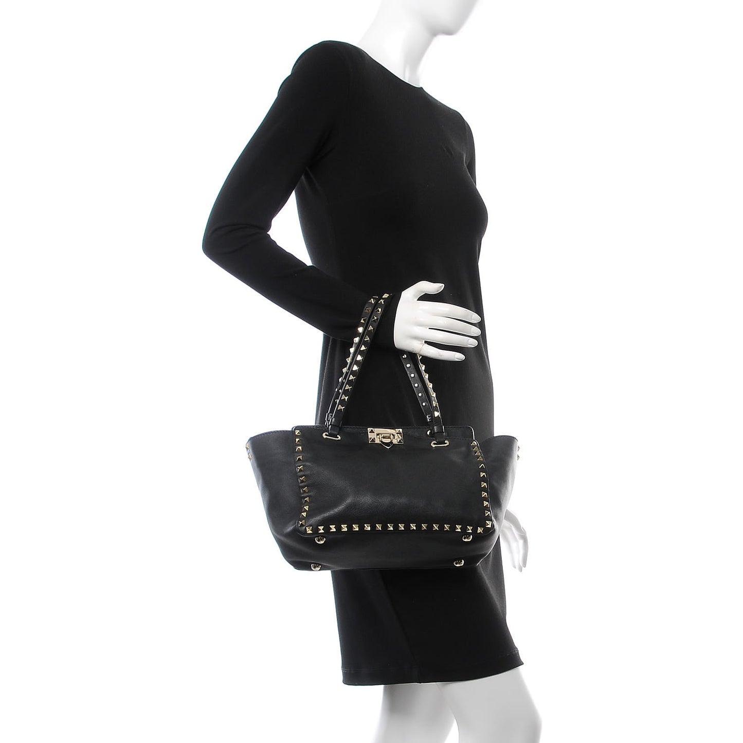 Vitello Small Rockstud Tote Black