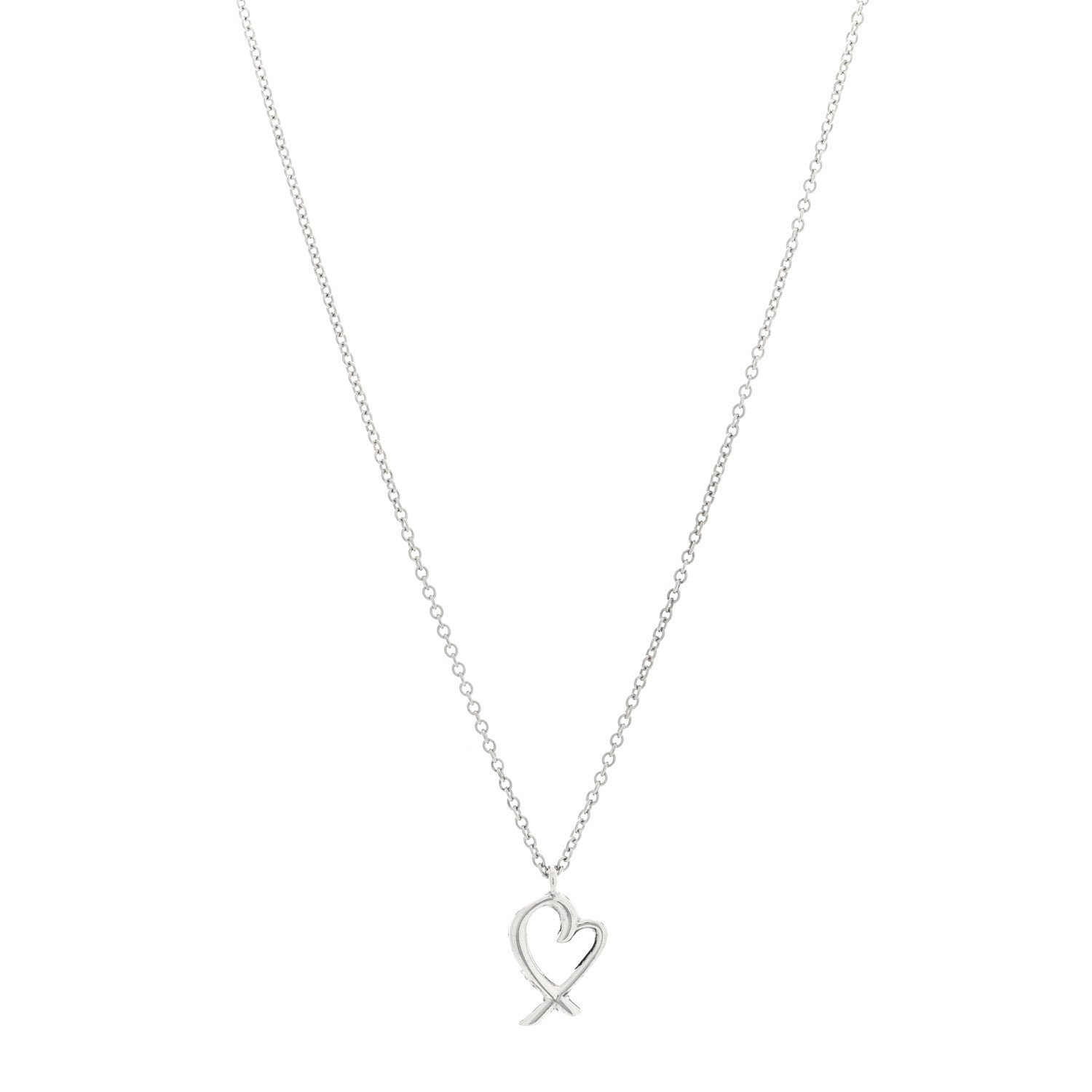 Tiffany Sterling Silver Mini Paloma Picasso Loving Heart Drop Pendant Necklace 1 of 5